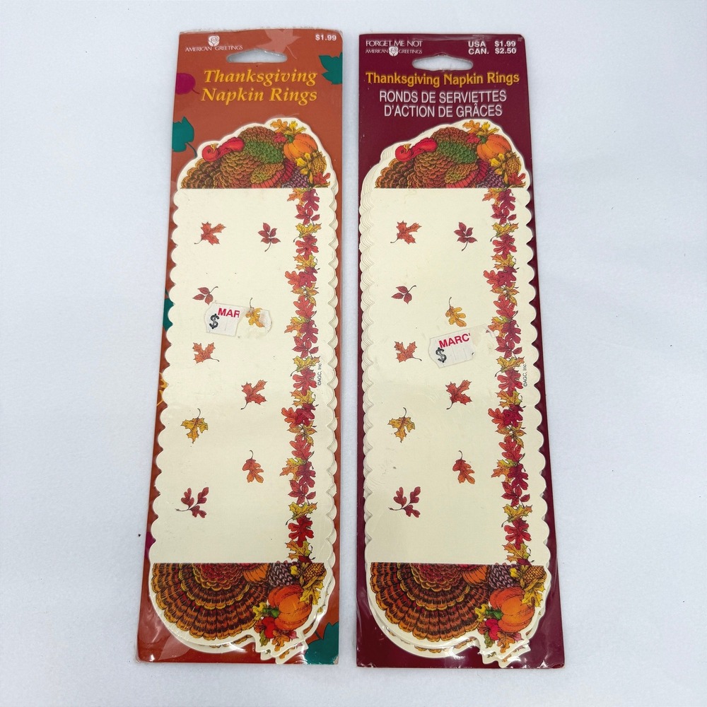 American Greetings Thanksgiving Napkin Rings Turkey Leaf Paper Vintage Holiday